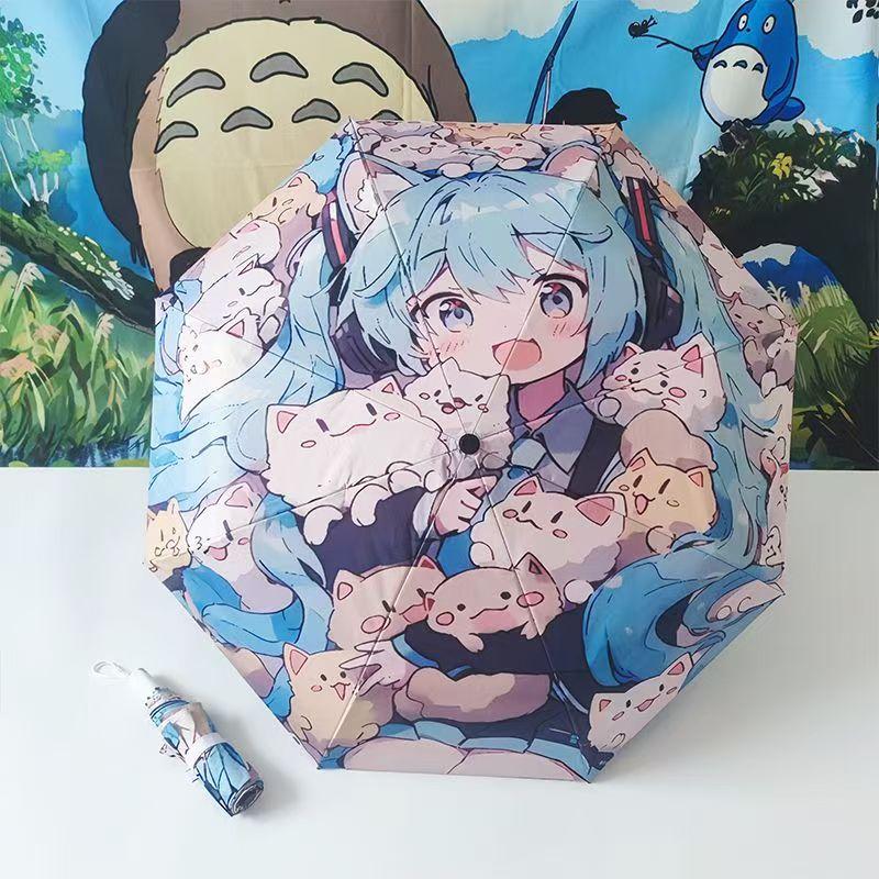 Hatsune Miku, automatický deštník, třísložkový deštník, UV ochrana.