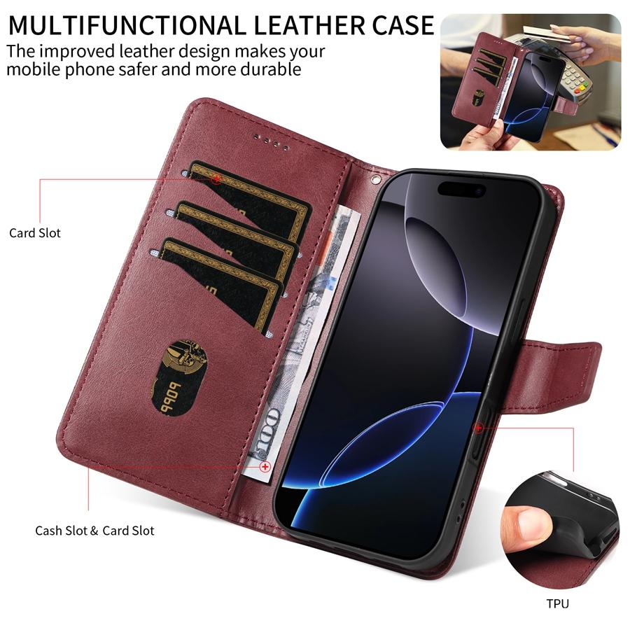 Vintage Embossed Checkered Wallet Case for iPhone/Samsung/Xiaomi 3 Card Slots & Thumb Slot | Cash Pocket Kickstand Phone Case Cover