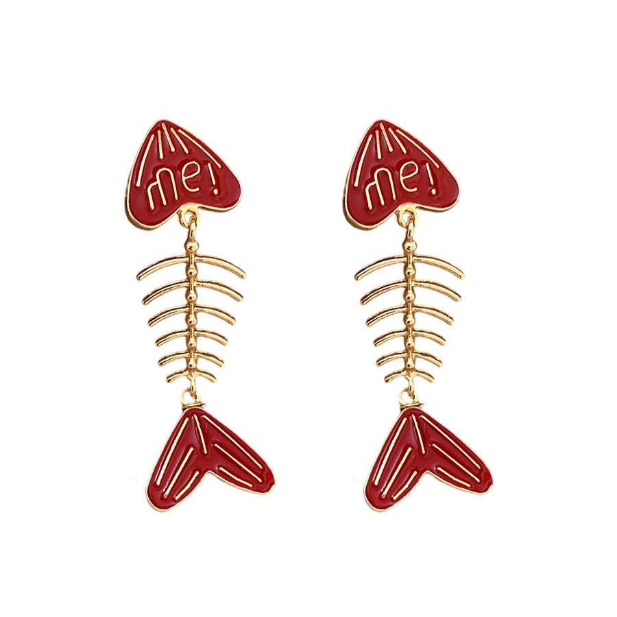 Silver needle retro fish bone pendant earrings European and American fashion court style temperament earrings light luxury high-end earrings women