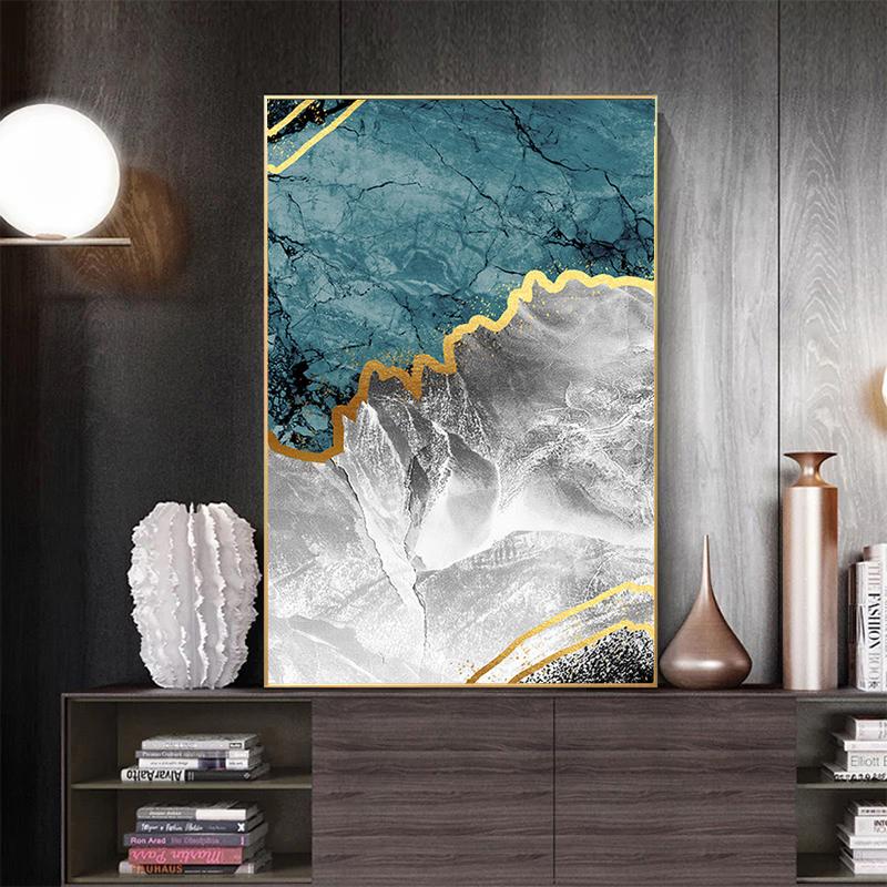 Modern Abstract Gold Marble Interior Texture Background Canvas Painting Poster Print Wall Art Picture Living Room Home Decor