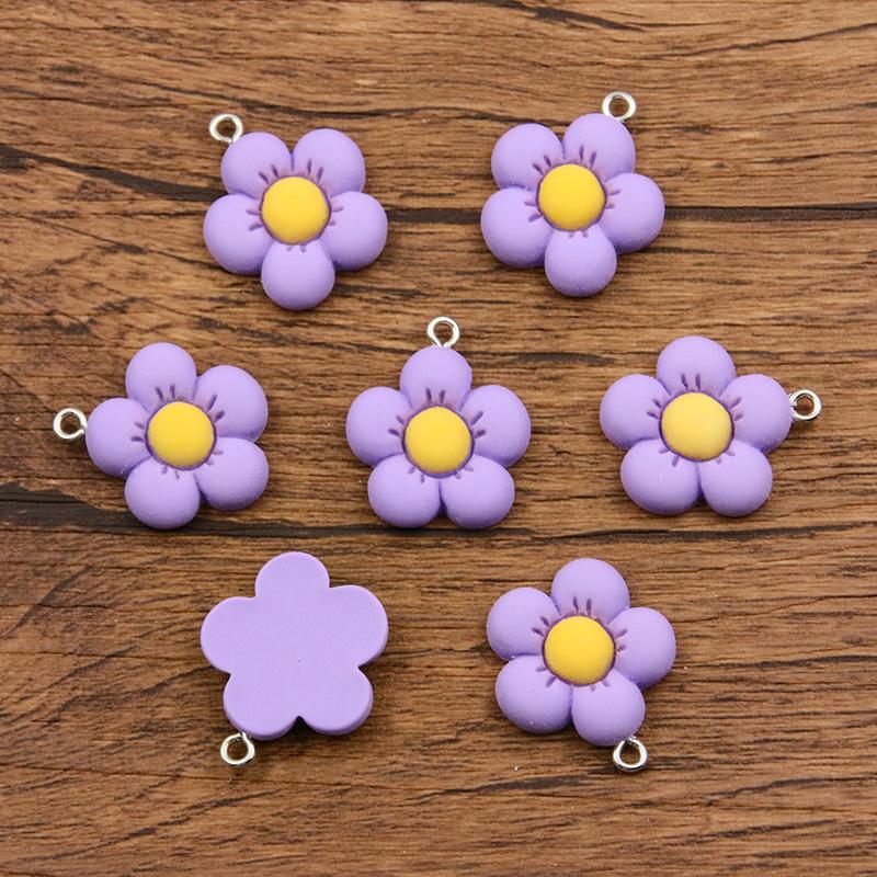 

5/10pcs Colorful Acrylic Cute Flower Shape Loose Charm Pendants 21*24mm for Necklace DIY Craft Jewelry Making Accessories 5 pcs фиолетовый