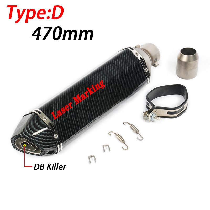 470mm Universal Motorcycle Exhaust Escape Mufller Modified Muffler Pipe With BD Killer Removable Silencer For Ninja400 Z250 R1