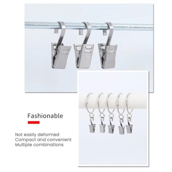 20Pcs Stainless Steel Hooks Clips Rustproof Weather-Resistant Multi-purpose Curtain String Light Hangers S Hooks