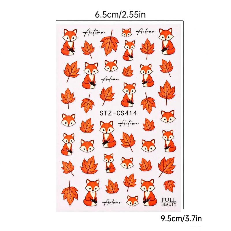 1 Blatt Herbstblatt Karomuster Linie Klebe-Slider Niedliche Kürbis-Nagelsticker Abziehbilder Herbst Erntedankfest Nageldesign Zubehör