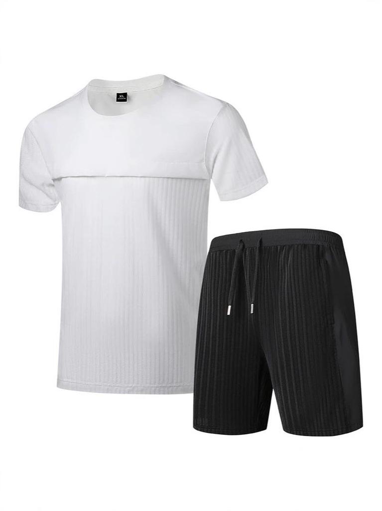 Men's Summer Ice Silk Sports Suit - Trendy Plus Size Short Sleeve T-Shirt