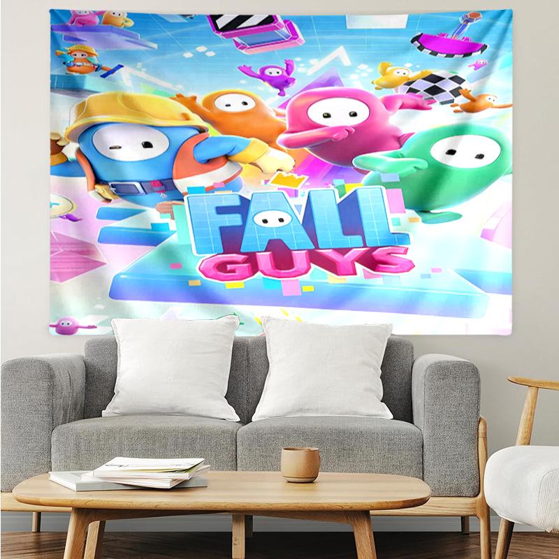 Fall Guys game Tapestry for Bedroom Aesthetic Classroom Tapestries Wall Hanging for Living Room Dorm Office,Ideal Creative Gift