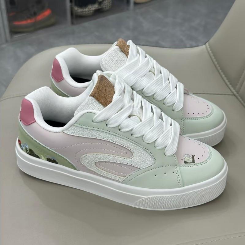 

2025 new summer thick-soled embroidered little white shoes women s niche design sense casual versatile student sports board shoes 40 світло-зелений колір