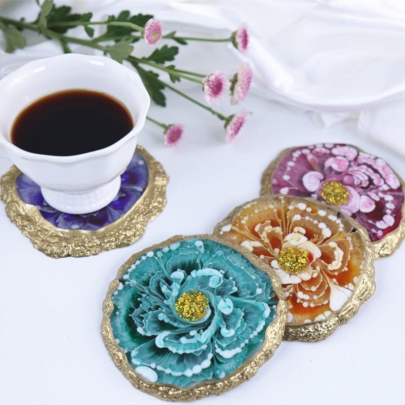 Resin Silicone Coaster Molds for Resin,Geode Coaster Molds for Resin Casting,Epoxy Resin Molds for Tray Coasters Making