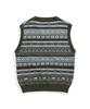 Geonjiulleunseu Grand Roque Fair Isle Cotton V-Neck Vest - Olive
