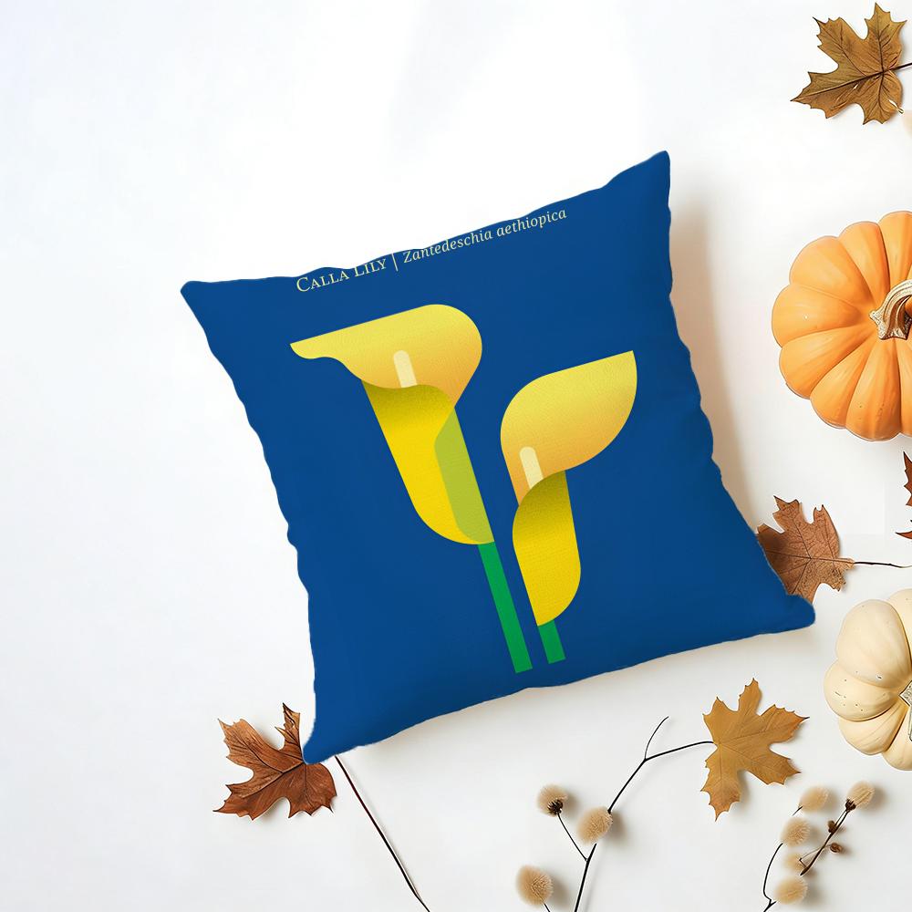 Simple Casual Fresh Elegant Simple Flower Art Cushion Cover Washable Linen Pillowcase Soft for Daily Sofa Bed Home Room Decor