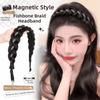 Stylish Rhinestones Braids Headband Non-Slip Fishtail Braid Hair Hoop Easy Wig Headband  Party