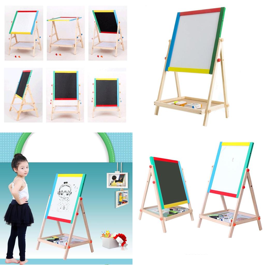 Kinder Doppelseitige Holz Staffelei Höhenverstellbar Bunte Magnetische Kreidetafel Für Kreatives Spiel Und Lernen