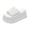 Fashion 8CM Platform Sandals Women 2025 Summer New Non-slip High Heels Weave Leather Slippers Ladies Open-toed Roman Soft Beach Shoes