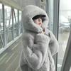 Women's Winter 2024 Hooded Coat - Loose Medium-Length, Thick Imitation Rex Rabbit Fur