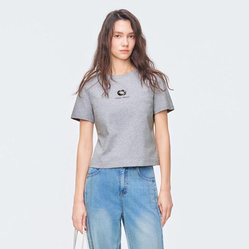 Women s Embroidered Sequin Short-Sleeved T-Shirt M