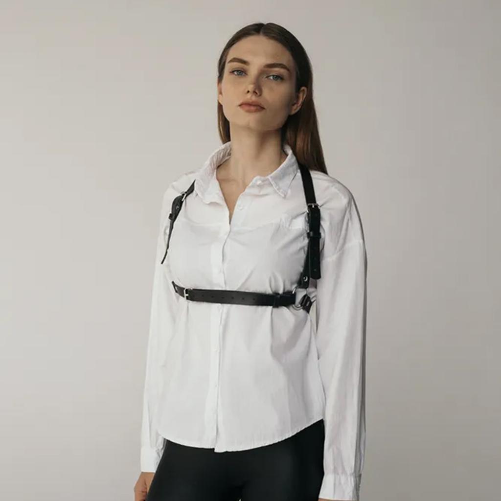 Modischer Breiter Leder-Taillengürtel Für Damen Punk Gothic Body Bondage Brustgeschirr Gürtel Harajuku Hosenträger Bekleidungszubehör