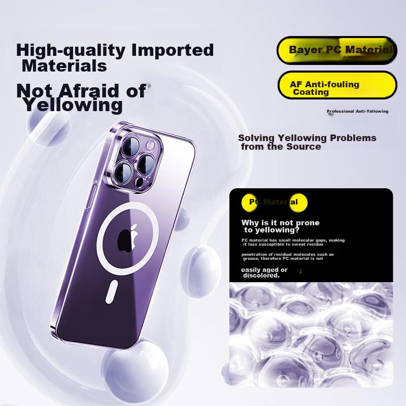 Baseus Magnetic Charging Case for IPhone 14, Premium MagSafe Compatible Ultra-Thin Airbag Shockproof Phone Case, Transparent