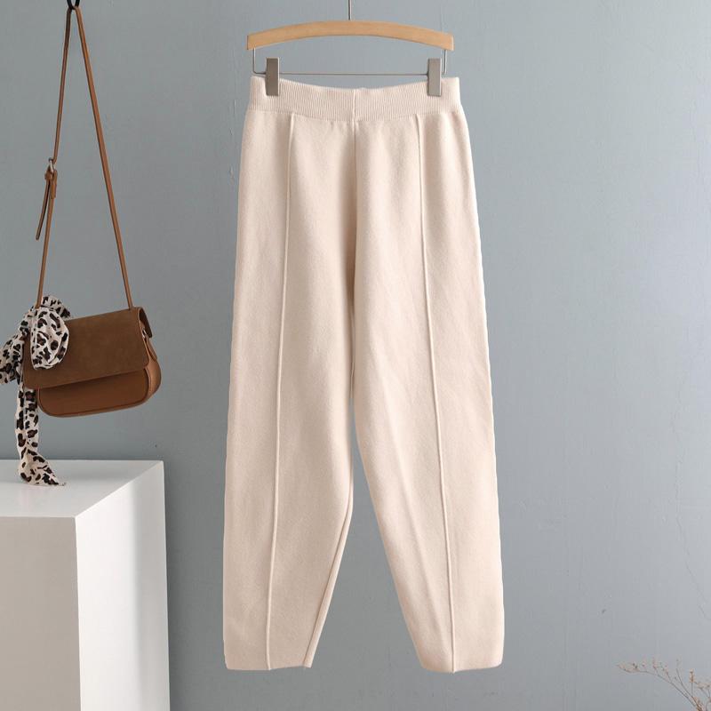 Chic Autumn Winter Chic Harem Pants Women Loose Trousers Comfortable Thick Warm All-match Knitted Granny Pants