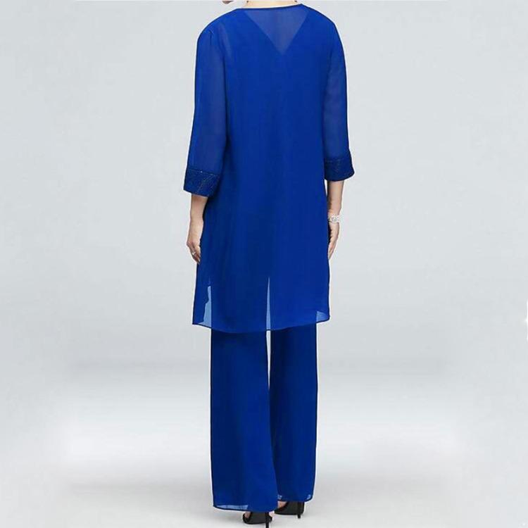 Elegant 3 Bucăți Set Rochie de Seară Șifon Mărimi Mari pentru Femei Nuntă Formal Costum cu Pantaloni Mama Miresei