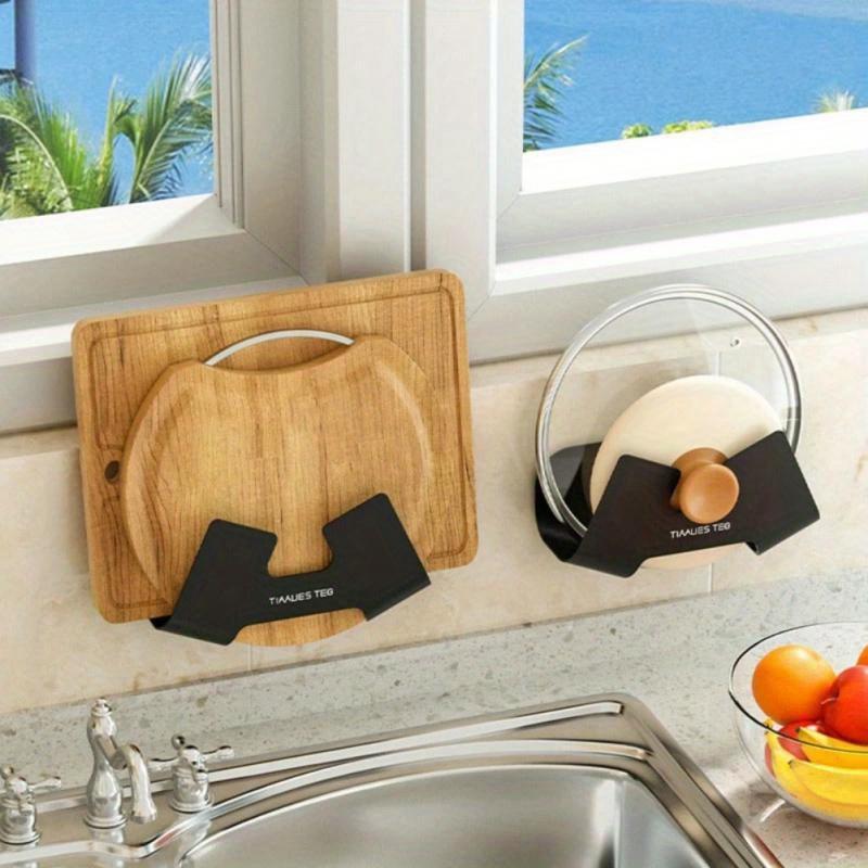 1pcs PP Pot Lid Holder Wall-Mounted Hanging Holder For Pan Pot Cover Rack Plastic Kitchen Storage Rack Kitchen Organizer