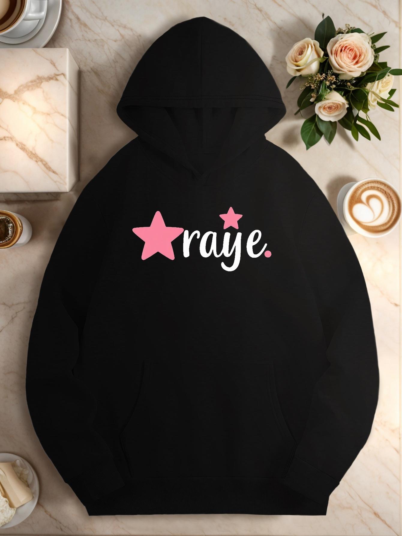 

teediy Women s Black Hoodie with Star Kangaroo Pocket, Regular Fit Long Sleeve Casual Pullover for Autumn/Winter hoodies women 3XL