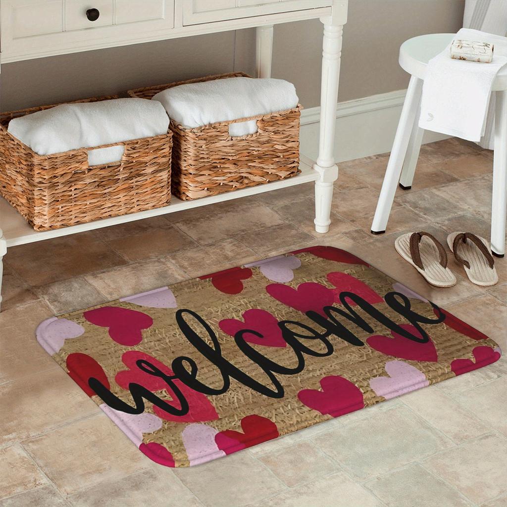 1PC Welcome Pattern Kitchen Rug Non-Slip Door Mat Pop Design Bathroom Rug Bath Mat Carpet for Home Sink Laundry Decoreeree