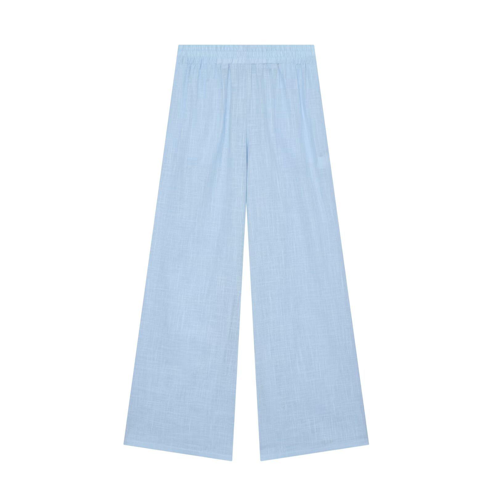 European and American style, new women s clothing, linen-blend game hunting shirt, linen-blend wide-leg pants. XS