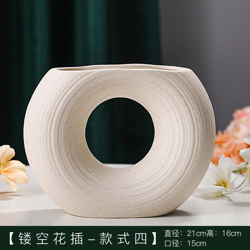Nordic Art Ceramic Vase Creative Hydroponic Dried Flower Plug Vase Simple White Crafts and Ornaments Desktop Pot Home Decoration