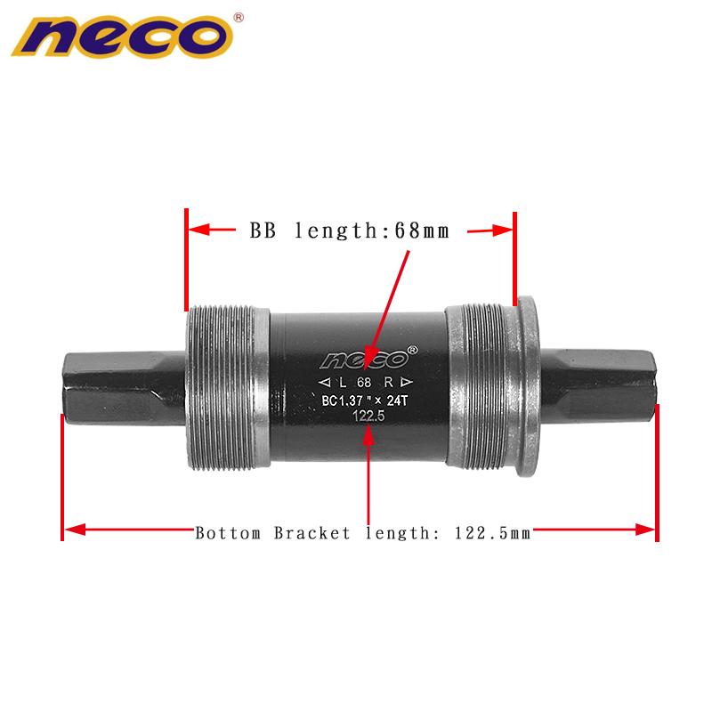 Neco Bike Bottom Bracket Square Hole 68mm Bike Bottom Bracket Axis BB MTB Bottom Bracket 110.5 113 115 118 120 121.5 122.5 124.5