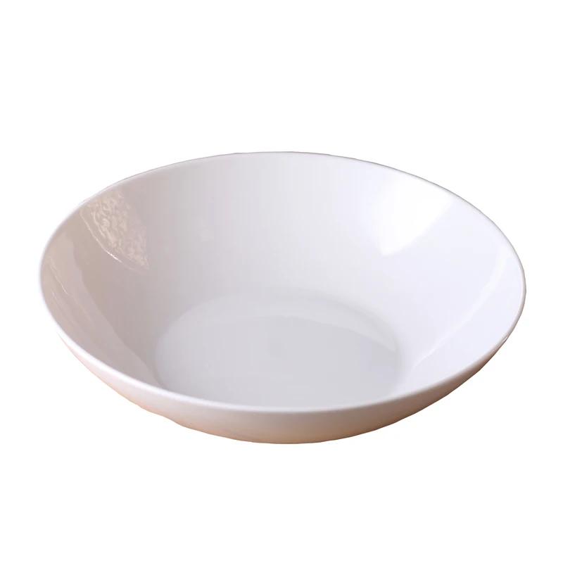 Ceramic Plate Creative Pure White Bone China Tableware, Chinese Household Soup Plate Restaurant Plates