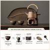 Retro Gilded Handle Teapot Warmer Set for Gongfu Tea with Teacups and Dry Brew Tray