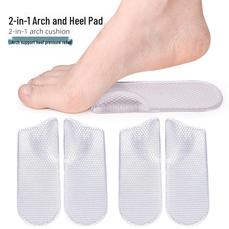 2-in-1 Heel & Arch Support Pads: Soft, Self-Adhesive, Shock-Absorbing Honeycomb Massage Inserts