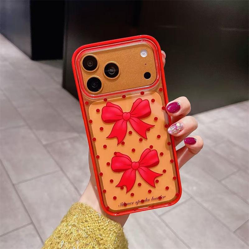 

Red New Year Bow Anti-Fall Phone Case Compatible with iPhone 15/16/17 ProMax iPhone 15 Pro