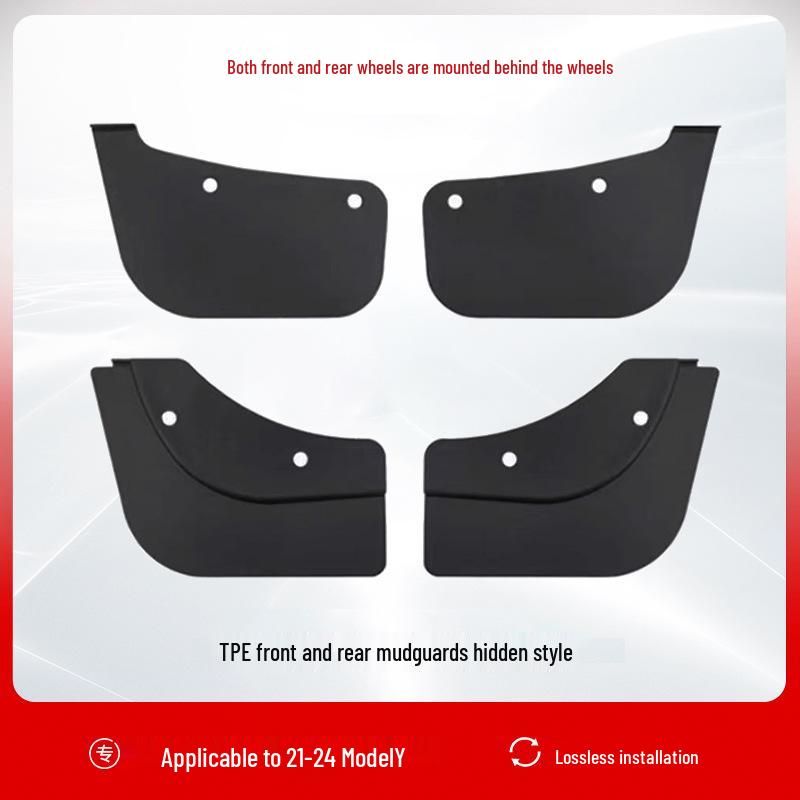 Tesla Model Y/3 Refresh Mudguards: Punch-Free TPE Front & Rear Wheel Mudflaps