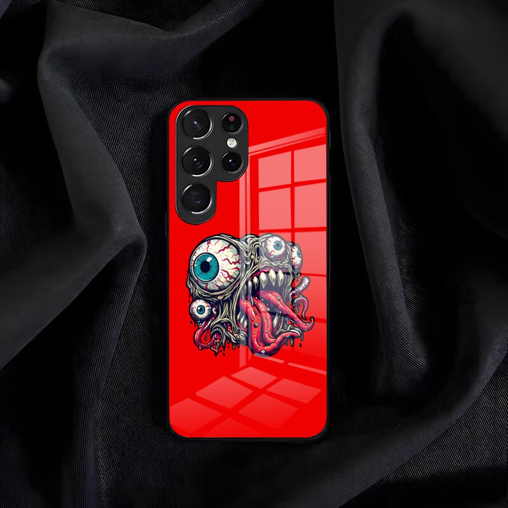 Neon Eyed Brain Alien Monster Phone Case For Samsung S26 S25 Edge S24 S23 S22 S21 S20 Ultra Plus FE Glass Cover