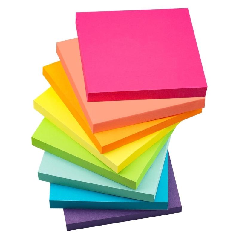 

8 Pcs Adhesive Memo Pad Colorful Notepads Aesthetic Stickier Note Simple Stickier Notes School Office Supplies 1