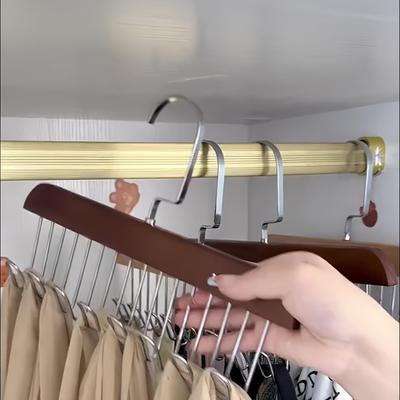 Wooden Sling Hangers Multi-functional Underwear Undershirt Storage Household Dormitory Solid Wood Hooks Wave Drying Racks