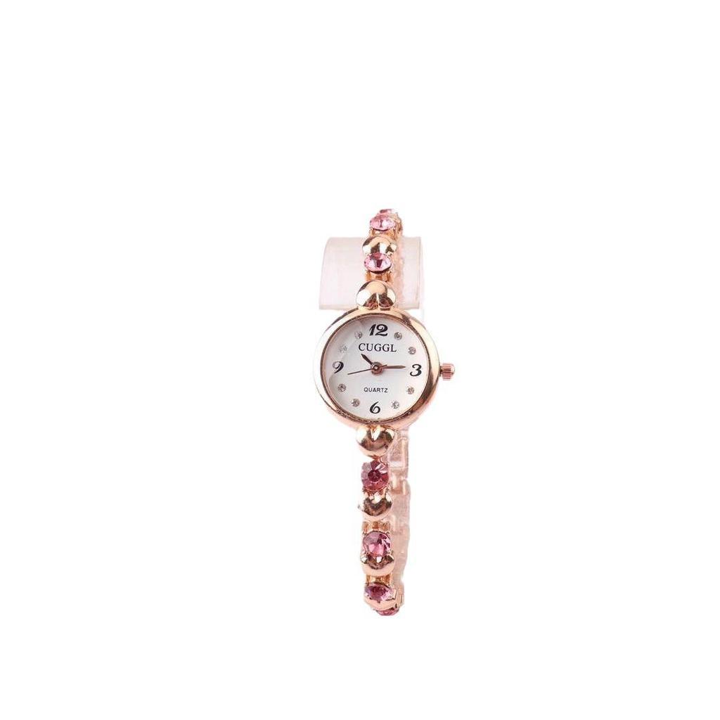 Rose Gold Women's Quartz Watch with Thin Steel Band & Diamond-Set Hands