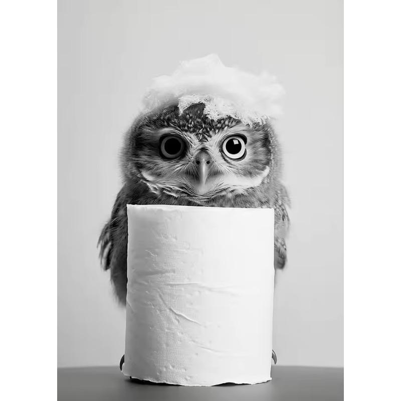 Animal Bathroom Toilet Paper Canvas Painting Poster Otter Hedgehog Giraffe Gift Wall Room Home Decor Black White Print Modern