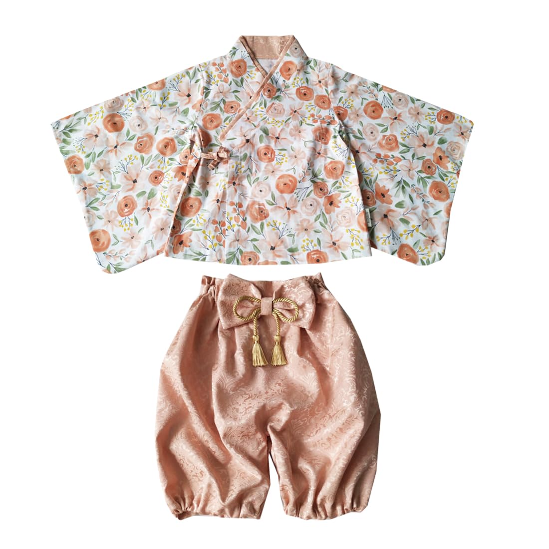 

SLINX Baby Kimono Romper with Hakama for Girls and Perfect for Shrine 100th Day and First Perfect as a Baby Shower Model HF027 Size Boys, Visits, оранжевый