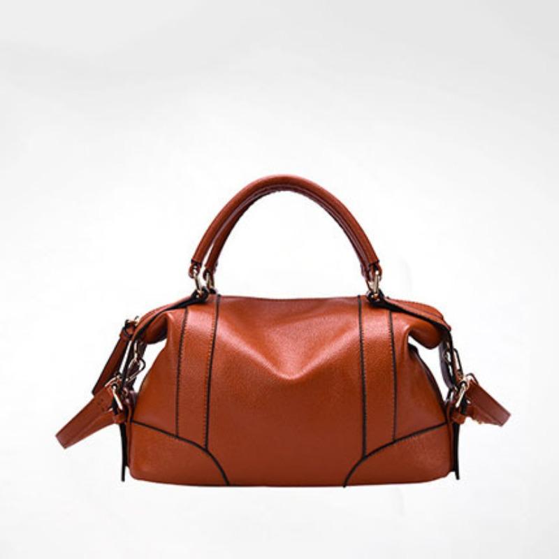 Simple and Versatile Large Capacity Genuine Leather Shoulder Bag Cowhide Commuter Ladies Diagonal Bag