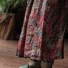 Johnature Damen Vintage Print Blumenkleid V-Ausschnitt Herbst Locker Chinesischer Stil A-Linien-Kleid