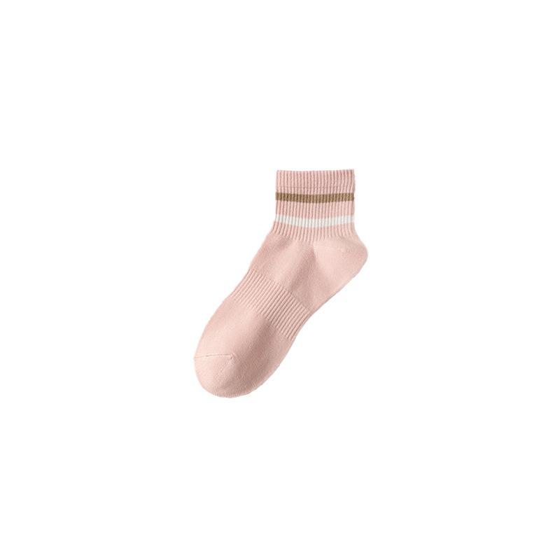 Female Spring and Autumn Striped Sweat Absorbent Breathable Boneless Sports In Tube Cotton Socks