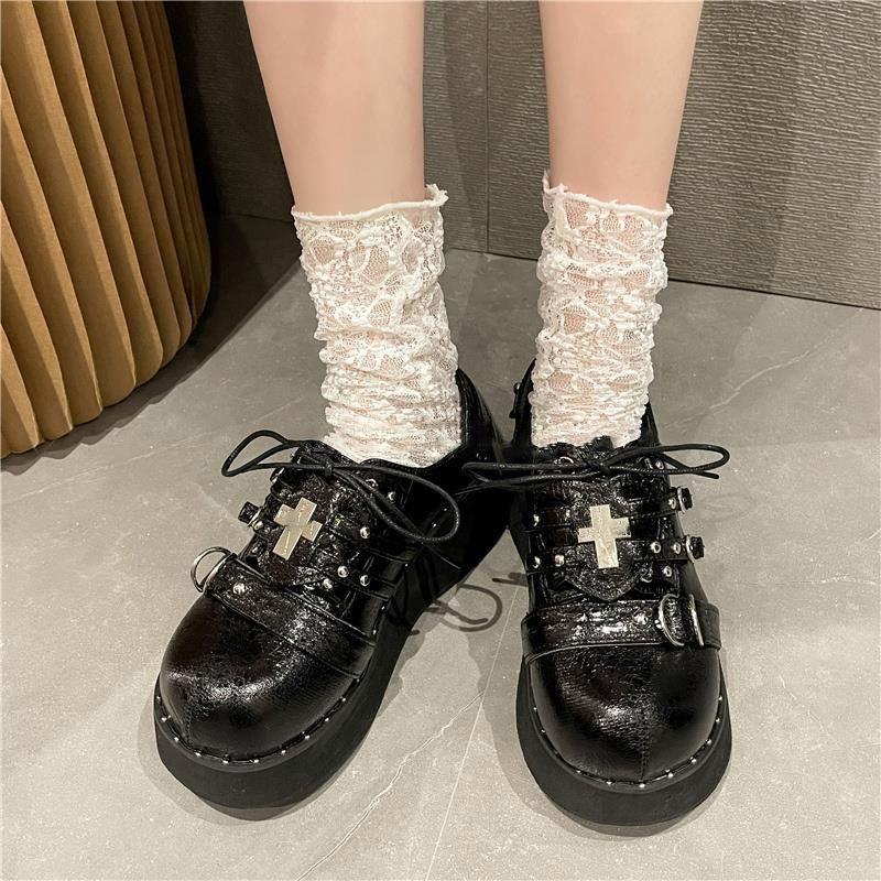 Thick-soled niche design small leather shoes women's spring and summer new retro muffin sole single shoes