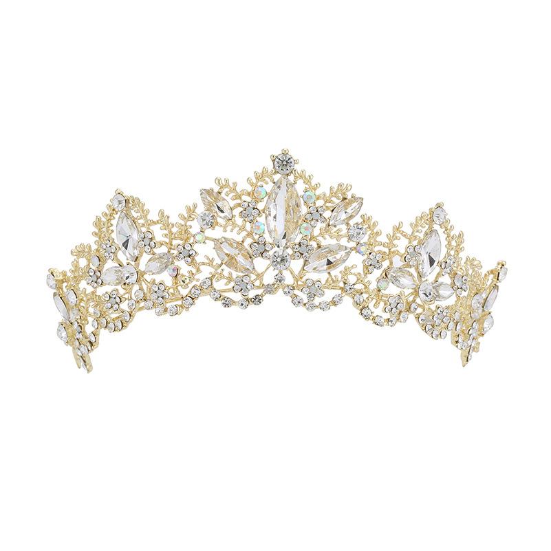 

New Bridal Headwear Baroque Exquisite Crown Bride Light Gold Crown Wedding Accessories Crown Hair Accessories