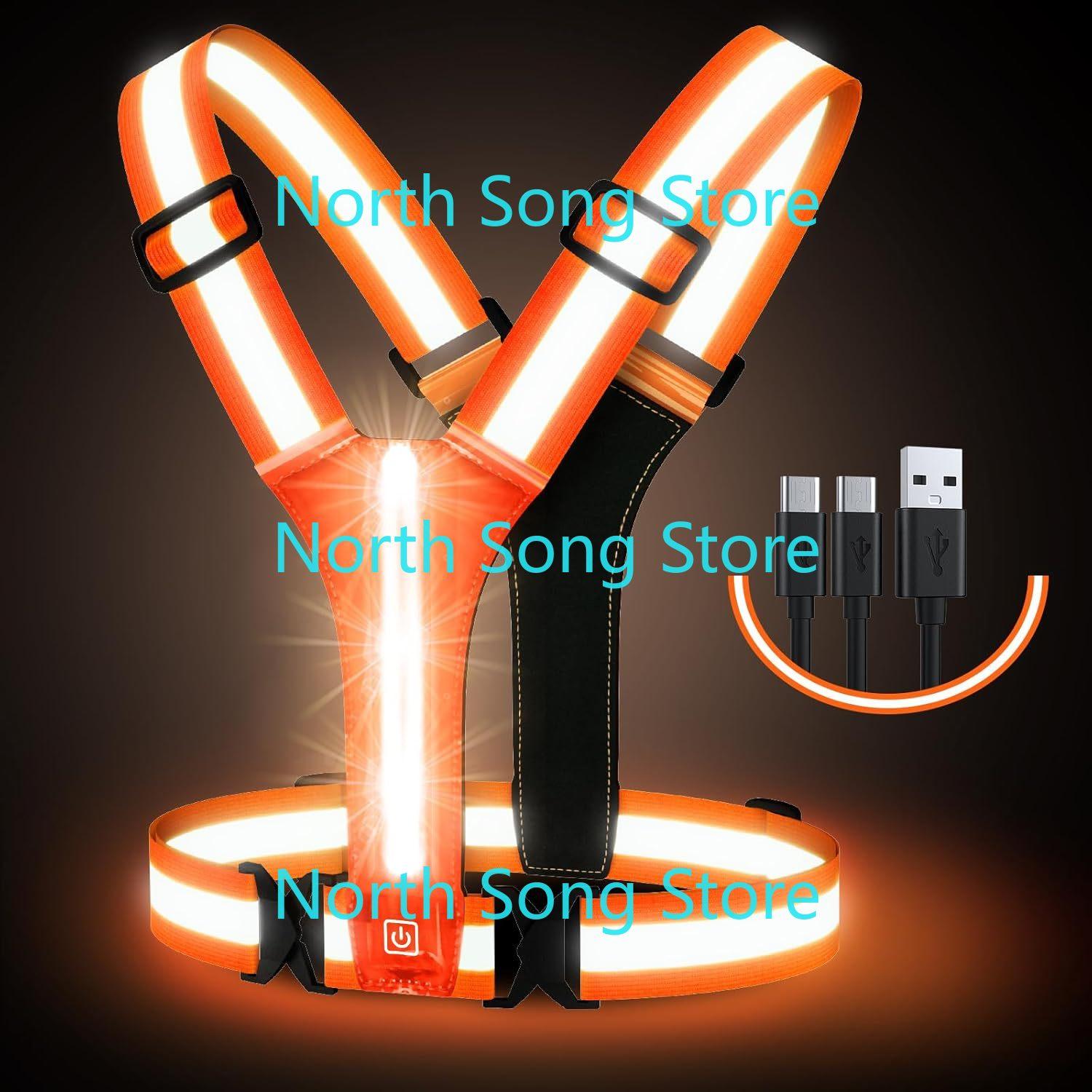 

Led Reflective Vest Running Gear, High Visibility Reflective Gear Rechargeable Adjustable Led Running Vest помаранчевий