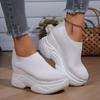 High-heeled Sports Casual Shoes in Glossy Black and White, Women Shoes, Sneakers