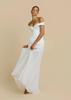 Party atmosphere dress, European and American one-word shoulder tube top, waist pleated temperament long dress