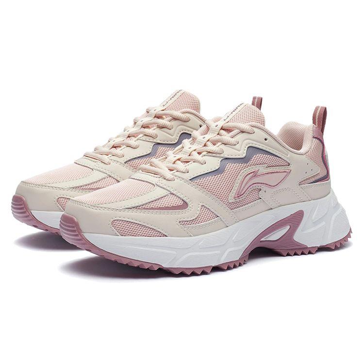 Li-Ning Warm And Non-Slip Low-Top Skate Shoes Women Sneakers Light-Gray Pink ARLQ004-6