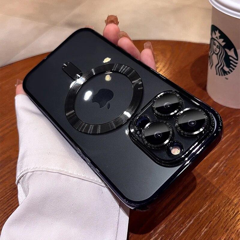 Plating Soft TPU Full Lens Protect Case pro iPhone 15 14 13 12 11 Pro Max Plus Magsafe Magnetic Wireless Charging Clear Cover